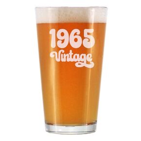 Vintage 1965 Pint Glass for Beer - 60th Birthday Gifts for Men or Women Turning 60 - Fun Bday Party Decor - 16 oz