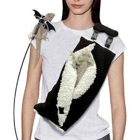 Adjustable Fluffy Bearded Dragon Sling Carrier Bag, Reptile Carrier with Leash Harness Lizard Cage Accessories for Small Animal, Kitty, Ferrets, Squirrel, Hamsters,Parrot (X-Large)