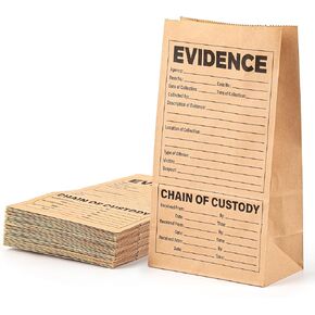 32Pcs Paper Evidence Bags Kraft Paper Crime Scene Supplies for Securing Receipts Small Items Forensics Class Investigation Theme Party 4.92 X 3.15 X 9.45inch