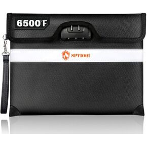 6500°F Upgraded Fireproof Document Bag with Lock, Fire proof Money Bag for Cash w. Zipper/Reflective Strip, 10 Layers of Heat Insulated Materials, Water Resistant Fireproof Bag for Documents, Fire Bag