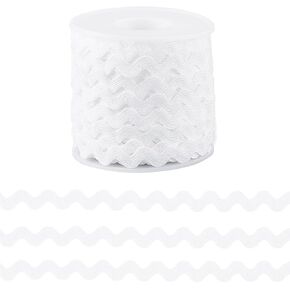GORGECRAFT 25 Yards Sewing Rick Rack Trim White Lace Wave Ribbon 3/8 Inch RIC Rac Ribbon Christmas Zig Zag Wave Bending Lace Trim S Shaped Woven Braided Fabric with Spool for DIY Crafts Wedding