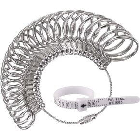 Jewelry Sizers Stainless Iron Ring Size 0-13 Finger Ring Sizing Measuring Tool Ring Sizer Gauge Set Circle Models with Reusable Ring Sizer Belt