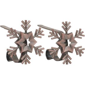 Haute Decor The Original MantleClip Stocking Holders with Removable ZINC Alloy Holiday Icons (2-Pack Snowflake, Oil-Rubbed Bronze)