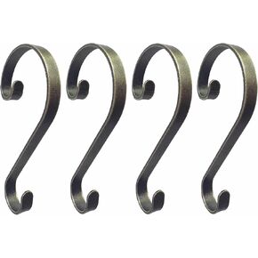 Haute Decor Stocking Scrolls Stocking Hanger - 4 Pack (Brass/Gold) - Christmas Stocking Holder Set - for Various Mantel Sizes Including Large