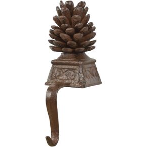 Esschert Design USA XM81 Cast Iron Pinecone Christmas Stocking Hanger, Brown, 7.75" H