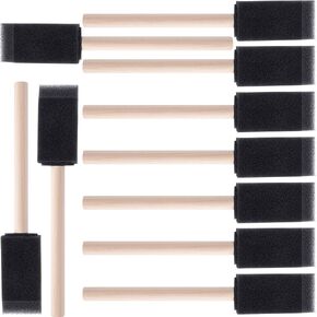10 Pcs 1 inch Foam Paint Brushes Wood Handle Sponge Brushes Black for Art Painting, Staining, Varnishes DIY Craft Projects Electronic Cleaning