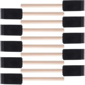 10pcs Foam Paint Brushes, Small Sponge Paint Brush with Wood Handle, 1in Foam Craft Brushes for Staining Painting Cleaning- Black