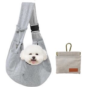 CONLI Dog Slings for Small Dogs,with Dog Treat Pouch.Adjustable Strap & Buttons Closure.Reversible Design.Up to for Small Dogs and Cats 12 lbs