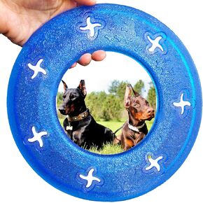 Dog Flying Ring Discs Durable Rubble Dog Chew Outdoor Traing Play Lawn Game Toys Throw and Catch. 8.3in for Large Dogs, 160g Each, Blue or Orange Color