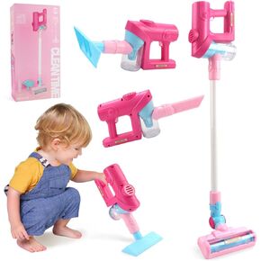 Kids Vacuum Cleaner Toy for Toddlers - Toy Vacuum Set Pretend Role Play Household Toys with Sound Effects for Age 3+ Boys Girls Learning Toys Birthday