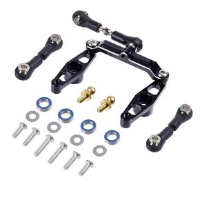 1/10 RC Car Aluminum Alloy Ball Bearing Crank Steering Arms Set with Tie Rod Steering Assembly for Tamiya TT-02, TT-02D, TT-02E, TT02-B Upgrade