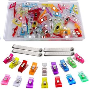 Sewing Clips Kit for Fabric, 84 Pack Quilt Clips Include Plastic Clips and Stainless Steel Hemming Clips with Measurements for Fabric Quilting Pinning and Marking Accessories in Saudi Arabia