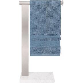 Stainless Steel L-Shaped Hand Towel Holder, SUS304 Bathroom Towel Rack with Thickened Base for Countertop Vanity (Brush Nickel, Square Base)