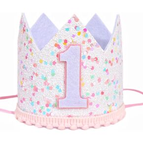Pink Sprinkle 1st Birthday Crown for Girls - Soft Felt Costume Headwear with Colorful Dots Craftsmanship, Perfect for Princess Themed Birthday Decorations and Photo Props
