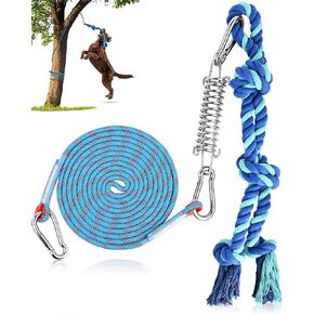 Petbobi Bungee Dog Toy, Tether Tug Outdoor Dog Toy for Pitbull Interactive & Exercise, Spring Pole Tether Tug of War Toy with Durable Rope, Outdoor Hanging Toys for Large Dogs Reduce Boredom, Blue