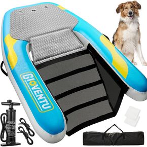 Inflatable Dog Pool Float Ramp, 62"x 40" Floating Non-Slip EVA Pad Dog Water Ramp Ladder for Large Dogs Up to 220LBS, Includes Pump, Storage Bag, Safe Dog Raft Platform for Pools, Lake, Boats, Docks
