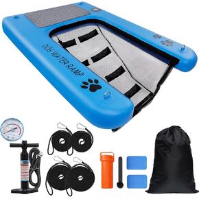 Extra Large Inflatable Dog Water Ramp, Dog Pool Boat Water Ladder with High Stability & Non-Slip EVA Platform for Large Dogs Up to 250LBS, Float Dog Water Ramp for Pool,Lake,Dock & Boat