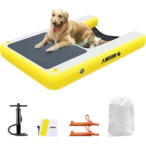 AWSUM Dog Water Ramp Inflatable Pool Floating Ramps for Dogs On Water Ladder Steps Dog Boat Ramps for Lake Docks Pontoon with Non-Slip Pad