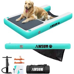 AWSUM Dog Boat Ramp Inflatable Water Pool Float Floating Ramps for Dogs Up to 180LBS On Water Ladder Steps for Pools, Lakes, Boats, Docks