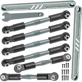 RC Turnbuckles Camber Links Upgrades Parts for Ecx 1/10 2WD Ruckus Axe Brutus Circuit AMP MT AMP DB AMP Crush K&N Torment,6PCS Aluminum Adjustable Turnbuckles Links,w/Spanner,Titanium
