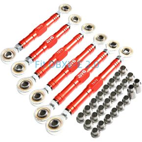 CNC Aluminum 7075-T6 Front Rear Steering Turnbuckle Tie Rod Set for 1/5 RC Car Losi DBXL-E 2.0 DBXL 2.0 Upgrade Part (Front Rear Steering Turnbuckle Red)