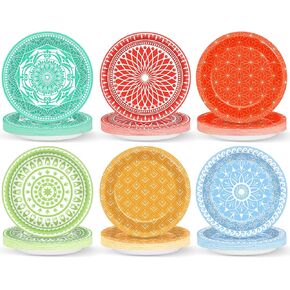 60pcs Colorful Paper Plates 7 inch Multicolor Disposable Dessert Cake Plates for Birthday Baby Shower Decorations Colored Party Favors Supplies