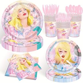 140 Pcs Birthday Party Supplies Plates and Napkins Music Party Decorations Tableware Set Girls Birthday Party Decorations Dinnerplates, Serves 20 Guests