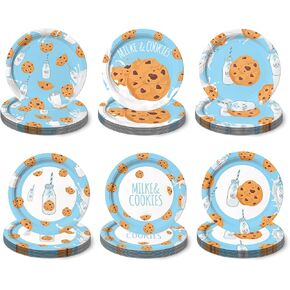 Milk and Cookies Paper Plates, Milk and Cookies Birthday Party Decorations Milk and Cookies Tableware for Baby Showers Birthday Party Supplies