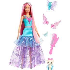 Barbie Doll with 2 Fantasy Pets & Dress, Malibu" Inspired by The Movie A Touch of Magic, 7-inch Long Hair