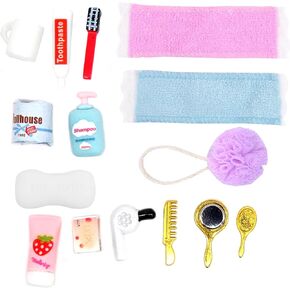 15 PCS Mini Bath Accessories for Dollhouse Decoration, Miniature Toothpaste Toothbrush Bath Sponge Duck