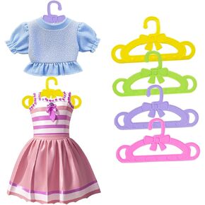 Zly 40pcs شماعات الملابس الصغيرة للدمية ، حامل التخزين ، شماعات بلاستيكية صغيرة لملابس الدمية ، خزانة الملابس ، الفساتين ، التنانير ، ملحقات الملابس (الوردي ، الأخضر ، الأصفر والأرجواني)