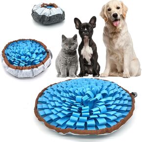 Dog Snuffle-Mat Slow-Feeder-Bowl - Simulating Grassland for Boredom, Encourages Natural Foraging Skills for Pet, Treat Indoor Outdoor Stress Relief（Blue）
