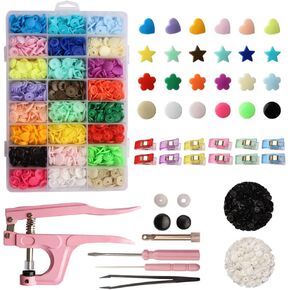 YUSBUTON Polygon snap kit with snap Pliers, 473pcs T5 snap kit for DIY and Sewing/Making/Repairing/Decorating Clothes, Diapers, Bibs…