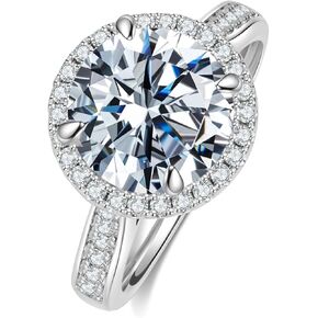 Moissanite Engagement Rings for Women 925 Sterling Silver with 18K Gold Plated Round Sparkle Promise Rings for her D Color VVS1 Clarity Wedding Band Moissanite Ring 1.5/2/3/4CT