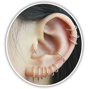 حلزوني الغضروف الصغير ، أقراط طوق للنساء للنساء ، مصنوعة يدويًا 14 ألفًا مملوءة بالذهول المملوءة بذيذ تريغوس مجوهرات 7 ملم 20G in Kuwait