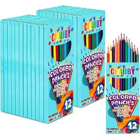 Premium Colored Pencils, Soft Core, 288 Count (Pack of 24), 12 Colors Pre-sharpened Color Pencils Bulk, Back to School Supplies, Classroom Prizes