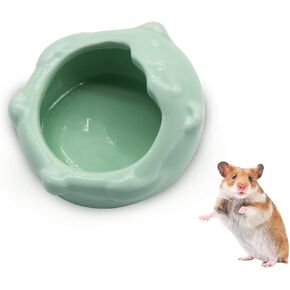 Small Ceramic Pet Hamster Bowl, Easy to Clean Anti Flipping Small Animal Bowls, Hamster Food and Water Bowl for Golden Bears, Rabbits, Hedgehogs, Dutch Pigs, Parrots (Green)
