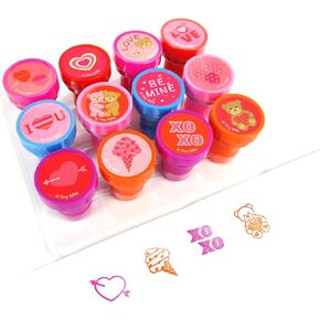 TINYMILLS 12 Pcs Valentine's Day Stamp Kit for Kids - Valentine's Day Self Inking Stamps Gift Party Favors