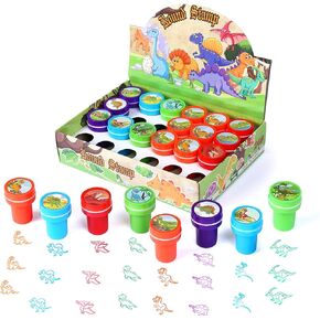 24 Pcs Dinosaur Stamps for Kids, Self Inking Stamps for Kids Dinosaur Birthday Party Supplies, Dino Party Favors, Teacher Stamps