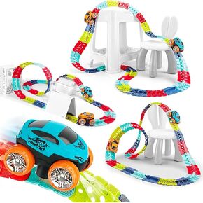 92 جهاز كمبيوتر مجموعة من ألعاب السيارات المسار للأطفال ، توهج في لعبة Dark Race Track Toys ， Track Racing Toy Car مع سيارة واحدة وقذائف سيارة ، 3 ، 4 ، 5 ، صبي عيد ميلاد عمرها 6 سنوات