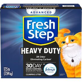 Fresh Step Clumping Cat Litter, Heavy Duty Advanced, Long Lasting 30-Day Odor Control with Odor Eliminating Carbon, 17.5 lb