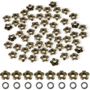 200pcs Flower Eyelet Grommets for Leather, 3/16 Inch 5mm Eyelets Grommets Leather Eyelets Metal Small Eyelet Grommets with Washers for Paper Crafts Scrapbooking Card Making Fabric Clothing Shoe Belt