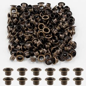 Waziaqoc 200Pcs 1/8inch ID Grommets Eyelets, 3 mm Hole Self Backing Eyelet for Bead Cores, Clothes, Leather，Jewelry, Antique Brass