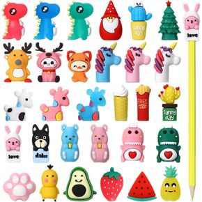Marspark 30 Pieces Pencil Toppers Animal Pencil Toppers Bulk Dinosaur Pen Toppers Prizes for Office Rewards Gift Party Favors Supplies(Mixed Style)