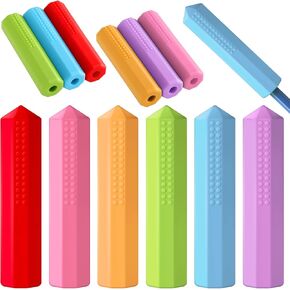 6 Pieces Pencil Toppers Set Silicone Pencil Toppers (Red, Pink, Orange, Purple, Blue, Green)