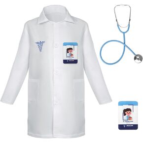 Toy Doctor Kit for Toddler 3-5, Medical Dress up Costume for Kids with Real Stethoscope, Boys Girls Pretend Play Gift for Birthday Christmas Party