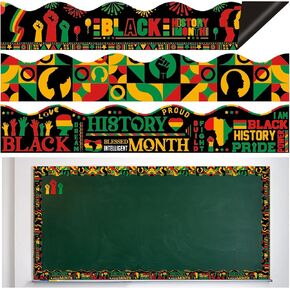 24PCS Magnetic Black History Month Bulletin Board Borders Kente Cloth Magnetic Border Strips,African American Bulletin Board Trim for Classroom Whiteboard,Chalkboard Wall,Party Decor(Only Border)