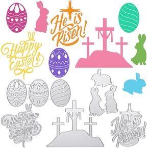 Jinei 5 Pcs Metal Easter Bunny Die Cuts for Card Making, Easter Egg Die Set Happy Easter He is Risen Words Cutting Dies for DIY Paper Craft Card Making Scrapbooking Album Stamp(Bunny)