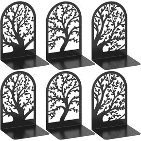 VFINE Decorative Bookends 3 Pairs, Tree Metal Bookends, Unique Black Book Ends to Hold Books, Book Holder for Heavy Books, Home Decorative Book Stoppers for Shelves (6 Pieces) in Kuwait