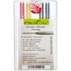 Pica Dry Pencil Refills for 3030 Markers 2 x Red, 2 x Yellow, 4 x Black 4020